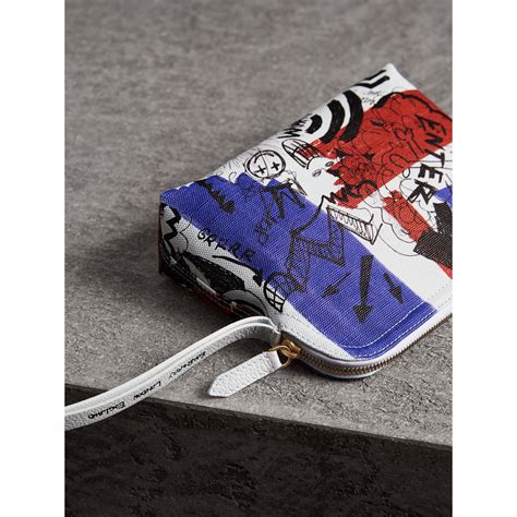 large zip top doodle printed coated canvas burberry clutch|mini Burberry handbags canvas.